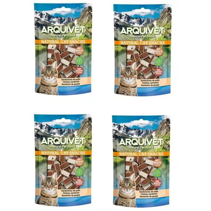 Snacks para Gatos Sandwiches de Pollo 50 Gr  (pack de 4 unidades) - Naturales Complementarios Arquivet - 1