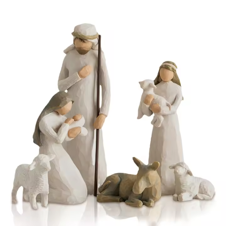 Figuras de Natividad Pintado a Mano - 6 Piezas/set - 1