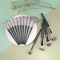Conjunto de 14 brochas de maquillaje de lujo - Brochas profesionales de felpa verde para detalles completos de rostro y ojos - Ideal para base, contorno y difuminado - details 8