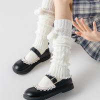 Calcetines De Lana Japoneses Para Invierno Calientes Estilo Lolita Cubrepiernas Con Bolas Para Mujer Material Acrílico - details 6