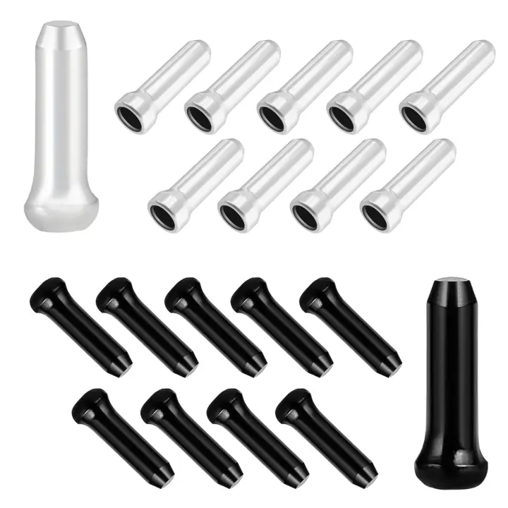 Qrity 20 piezas Cable de bicicleta, tapas de cable de aleación de aluminio para bicicleta de montaña bicicleta de carretera, negro y plata - 1