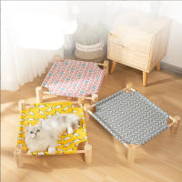 Cama De Gato De Madera Y Lona Elevada Hogar Hamacas Silla De Tendencia Para Pequeños Perros Y Conejos Resistentes Suministros Para Mascotas - details 6
