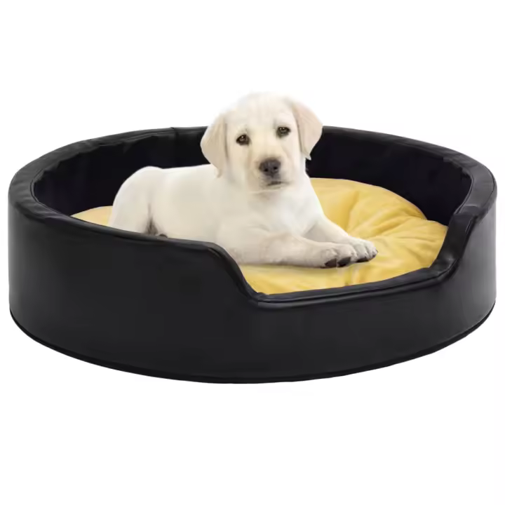 vidaXL Cama de Perro Felpa y Cuero Sintético 99x89x21cm Colchón Color Amarillo,  Gris oscuro,  Beige y mas - 1