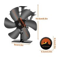 Ventilador De Leña Para Chimenea 6 Hojas Potenciado Por Calor Operación Silenciosa Distribuidor De Calor Hogar Invierno Cálido - details 1
