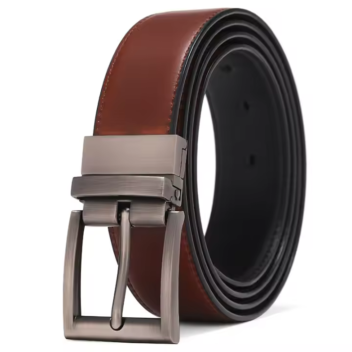 Cinturón De Cuero Genuino Para Hombre Reversible De Alta Calidad Estilo Casual Para Pantalones Y Vestimenta Formal - 1