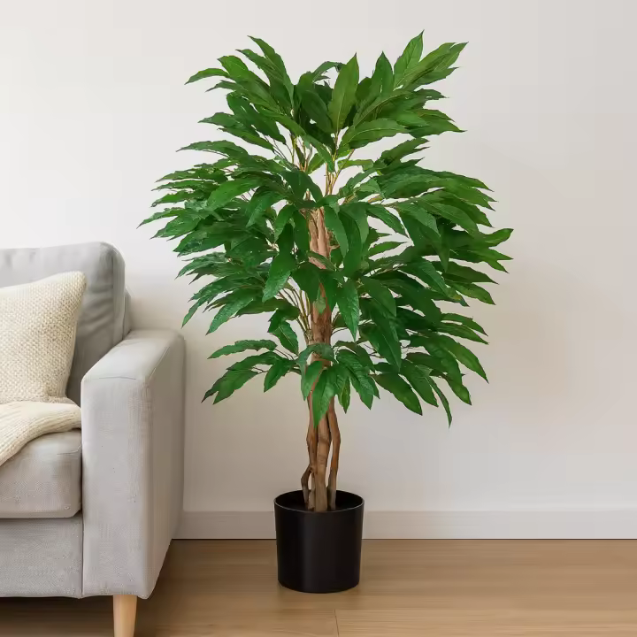 Poenia Arte Floral - Árbol Hoja DE Mango Artificial 90cm - Ref 631445 - Realista - Planta Tropical Decorativa - Árbol Falso de Aspecto Natural - Ideal para Hogar y Oficina - Sin Mantenimiento - 1