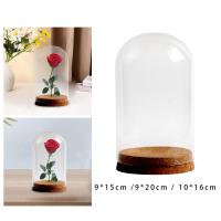Jarrón De Vidrio Con Cubierta De Flores Preservadas Y Base De Madera Moderno Estable Para Decoración De Mesa Halloween Bodas Oficina Habitación - details 1