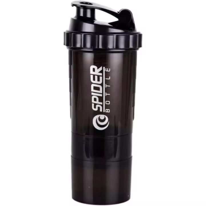 Vase mezclador de proteínas, Vase Mezclador de 3 Capas, Botella Deportiva antideslizante with bandeja para pastillas, Vase mezclador a prueba de fugas - 1