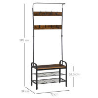 HOMCOM Perchero de Pie Perchero Metálico Zapatero 3 Estantes 8 Ganchos Colgador para Zapatos Ropas para Pasillo Entrada 72x34x185cm - details 2