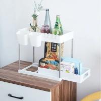 Organizador De Baño Y Cocina Colgante Con Gancho Y Cesta Deslizante Ecológico Para Optimizar Espacio Debajo Del Grifo - details 4