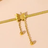 Collar De Cadena De Serpiente De Acero Inoxidable Mate Con Mariposa De Acero Titanio Para Mujer Joyería De Fiesta Statement - details 1