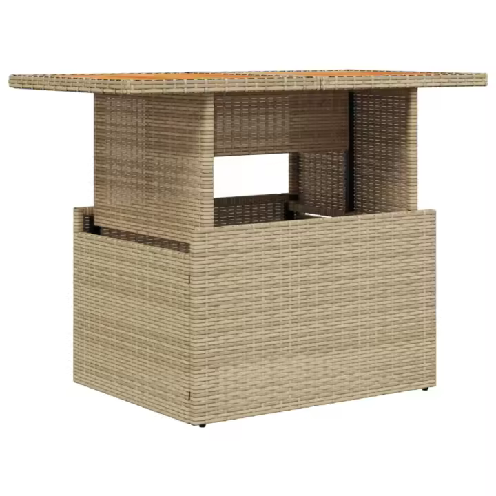 Mesa de Jardín Ratán PE y Madera de Acacia beige 100x55x73 cm - 1