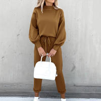 Conjunto De Dos Piezas Para Mujer De Otoño E Invierno Suéter De Cuello Alto Casual Color Sólido Pantalones Conjunto De Moda - details 11