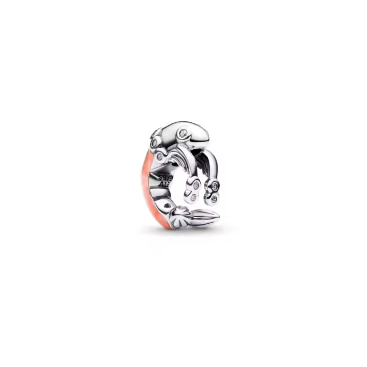 PANDORA Charm de camarón esmaltado a mano con diseño de vida marina - 1