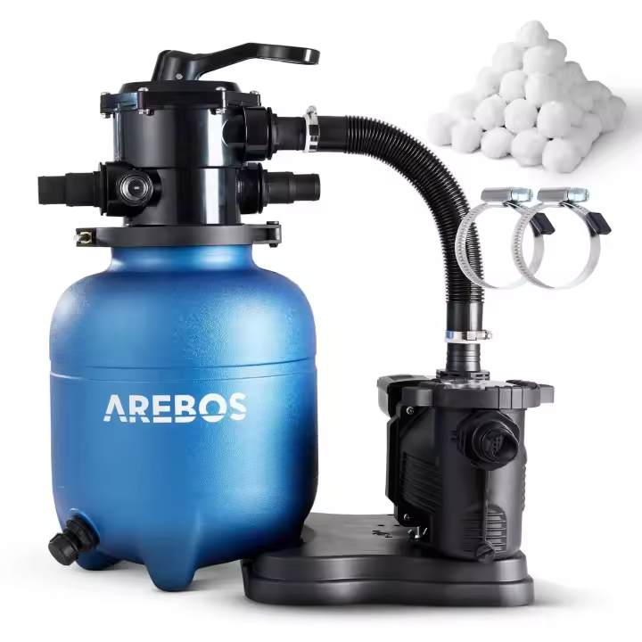 AREBOS Sistema de Filtrado de Arena con Bomba de 350 W - Eficiente y Fácil de Usar - 1