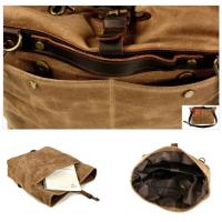 Mochila De Motocicleta Vintage Para Hombre Impermeable De Lona Y Cuero Retro Bolsa De Asiento Trasero Motocross Estuche Lateral De Motociclista Marrón - details 11