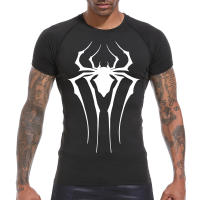 Camiseta Deportiva De Secado Rápido Para Hombres Con Estampado De Araña Camiseta De Compresión Para Gimnasio Y Running Camiseta Básica Antirrash - details 3