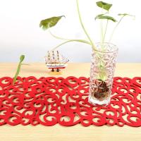 Mantel Runner, 7 colores rectángulo forma fieltro mantel manteles estera decoraciones para el hogar nuevo (rojo) - details 1