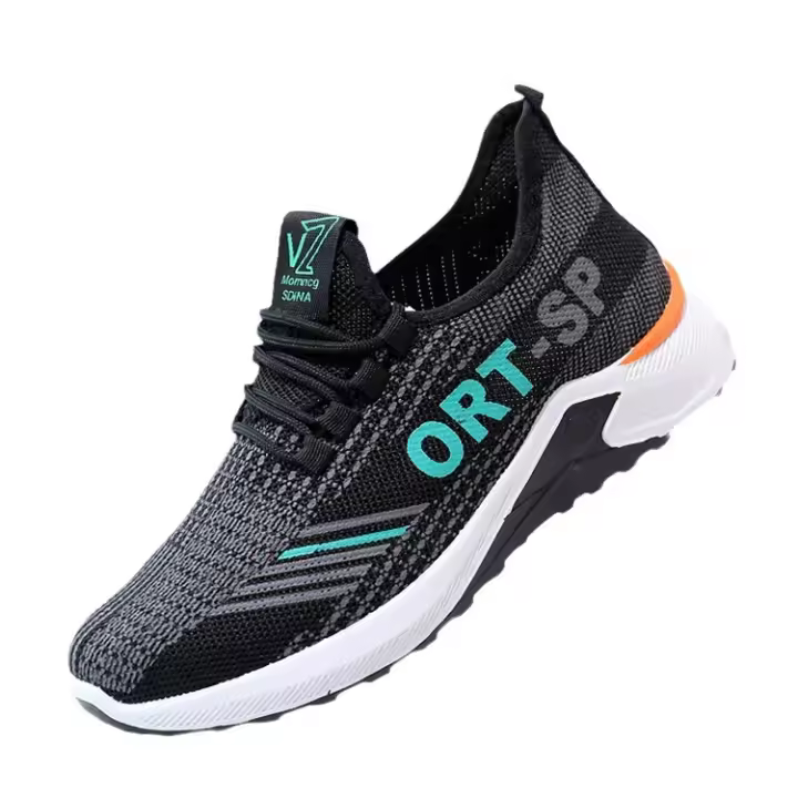 Zapatos deportivos casuales de suela blanda para hombre, zapatos individuales transpirables de malla tejida voladora, zapatos planos para correr - 1
