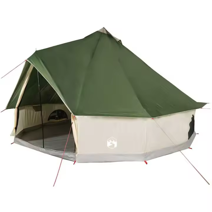 vidaXL Tienda de campaña familiar tipi 10 personas impermeable verde - 1