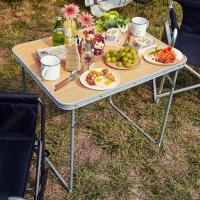 Mesa Plegable de Camping Mesa Aluminio con Asa de Transporte 80X60X70CM Mesa portátil ligera plegable con asa, marco de acero, escritorio pequeño plegable para campamento, al aire libre, lado de playa, picnic - details 1