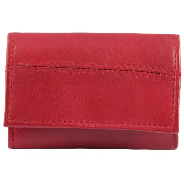 Excellanc® Mini Cartera Vermelha em Pele Genuína 0170 - 1