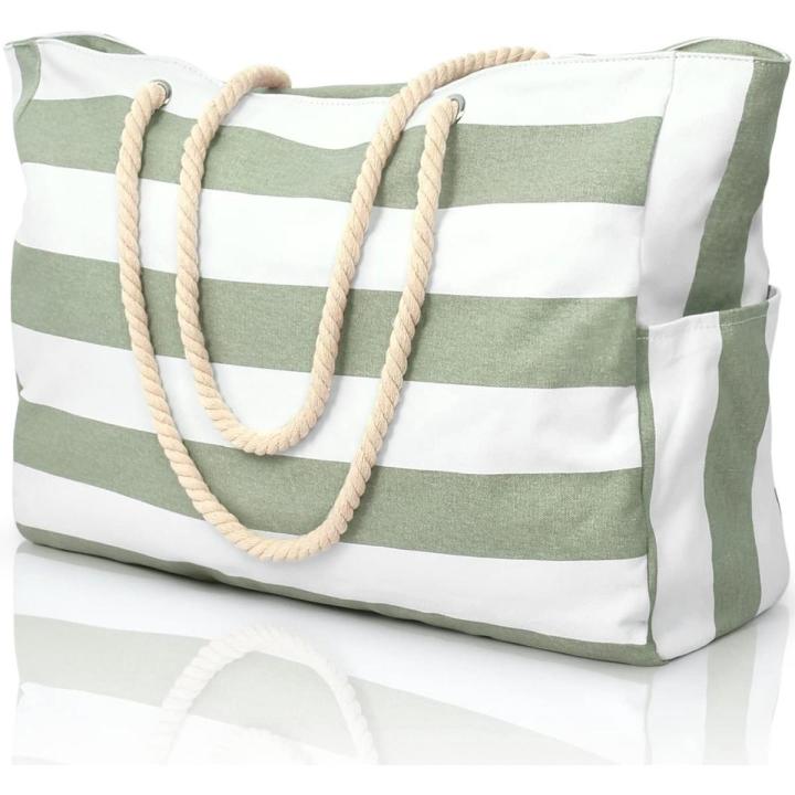 Bolsa de playa - bolsas de playa grandes para mujer - bolsas de playa impermeables con cremallera y asa de cuerda, bolsas de viaje Artículos esenciales para la compra Piscina Gimnasio - Verduras