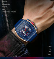 Reloj De Cuarzo MINI FOCUS Para Hombres Con Dial Tonneau Deportivo Y Correa De Silicona Naranja Cronógrafo Resistente Al Agua Con Manos Luminosas Fecha Automática - details 3