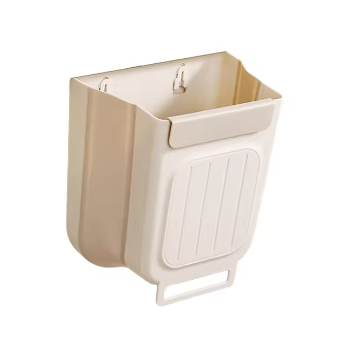 Contenedor de basura colgante multiusos resistente y de gran capacidad, plegable y ahorrador de espacio para el hogar, con hebilla raspadora, fácil de usar, color blanco L - 1