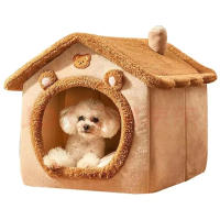 Casa De Mascotas Universal Para Gatos Y Perros Pequeños Cama De Mascota Desmontable Y Lavable Suministros De Ropa Para Mascotas De Cuero Y Tela Adecuada Para Todas Las Estaciones - details 4