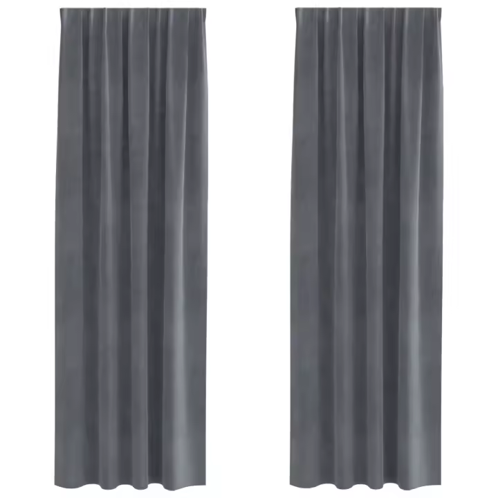 Cortinas Opacas  con Cinta Superior 2 pcs de Terciopelo Gris Claro - 1