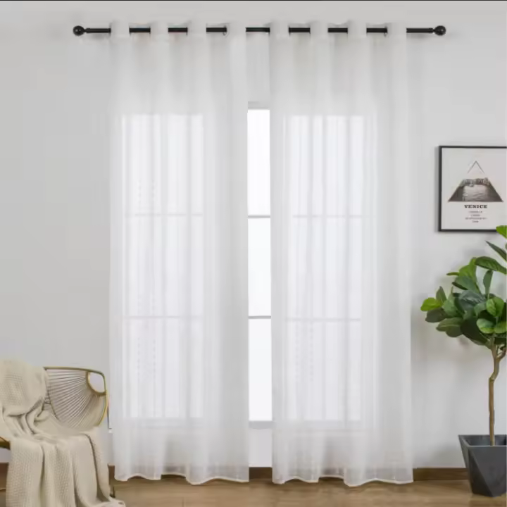 Cortinas de visillo lino y poliéster con diseño de puntitos en las líneas verticales entre circuitos 140x260cm. - 1