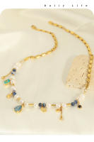 Encanto Collar de perlas de agua dulce Piedra Natural Colgante Titanio Acero Chapado en Oro Señoras Stacking Joyería - details 4