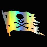 Pirata Jolly Roger Adorno De Coche Estilo Vinyl Negro/Blanco/Laser Decoración Para Ventanas Y Puertas De Coche - details 7