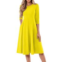 Vestido Largo De Manga Larga Para Mujer Casual Suéter Con Bolsillos Estilo Swing Suelto Cuello Redondo Color Sólido Vestido Robe - details 9