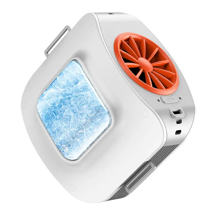 Ventilador de Cintura Portatil Con Hielo Placa de Refrigeración, Ventilador de Cuello Camiseta 13500RPM 10000mAh Recargable,Mini Aire Acondicionado 3 Velocidades para Viajes Playa Trabajo Exterior - 1