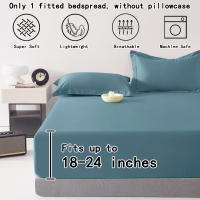Sábana De Algodón 100% Ultra Profunda Para Cama Matрас De 45-60cm Color Azul Denim Mate Sábana Transpirable Y Suave Para Dormitorio - details 1