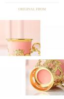 Taza De Café Turco De Cerámica Con Borde Dorado Para Ramadan Juego De Taza Y Taza Con Estilo Clásico Europeo Para Té De La Tarde - details 13