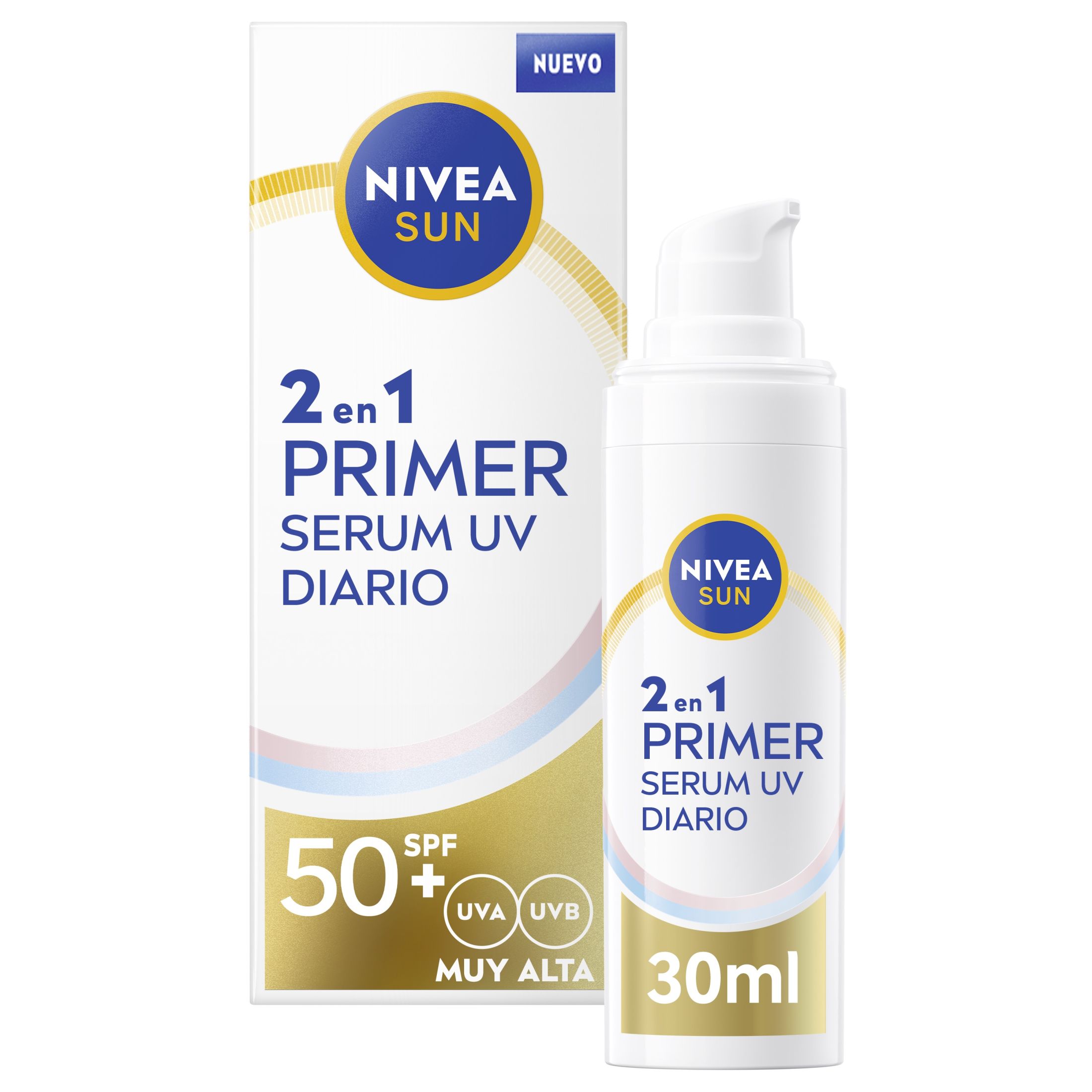 NIVEA SUN 2en1 Primer Serum Facial UV Diaria Protección SPF50+ 30ml