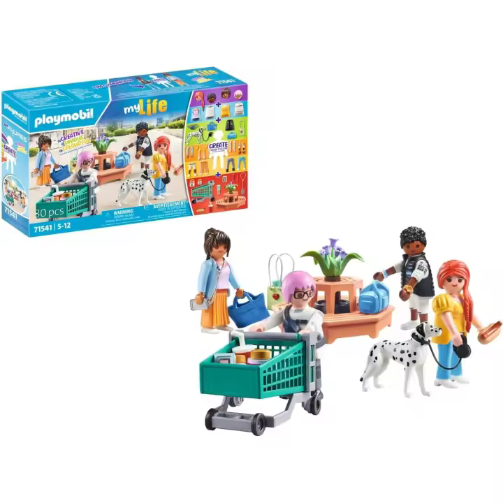 PLAYMOBIL myLife 71541 MyFigures: De Compras, una Gran jornada de Compras por Las Tiendas, Incluyendo un Carrito de Compras y una Bolsa, Juguetes para niños a Partir de 5 años - 1