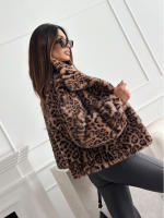 Abrigo Corto De Punto Leopardo Para Mujer Estilo Casual Manga Larga Moda De 2024 Abrigo Cálido Para Otoño E Invierno - details 1
