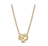 Pandora Momentos Infinito Corazón 14K Chapado en oro collar con circonitas cúbinas transparentes, Viene con UN embalaje de Caja de regalo completo. - details 0