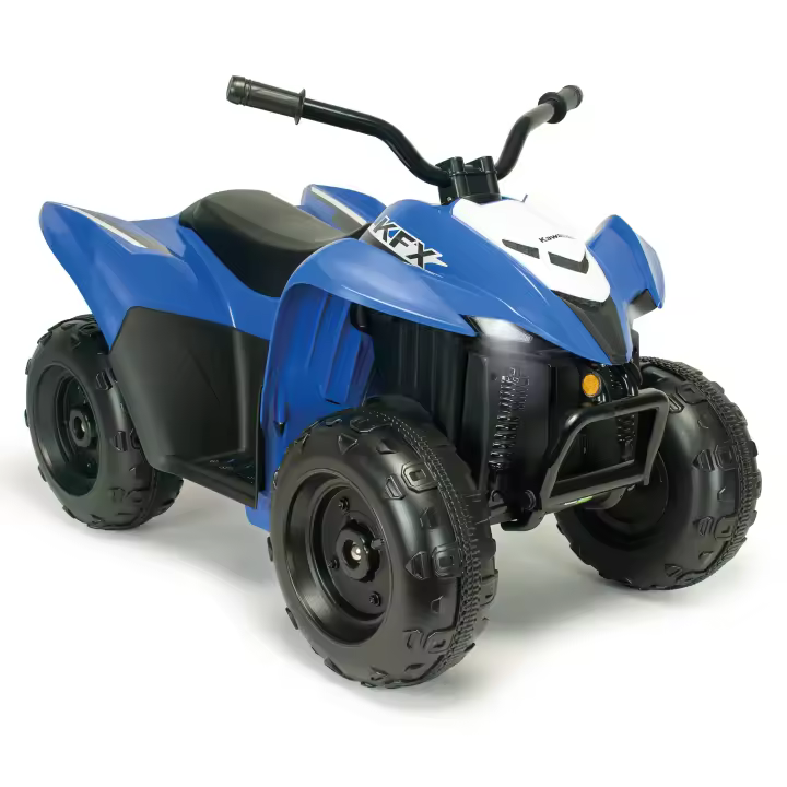 INJUSA - Quad Eléctrico Infantil Kawasaki KFX90 para Niños de 3 a 5 Años | Vehículo Infantil a Batería de 12V | con Luces LED | Pedal Acelerador | Freno Eléctrico | Botón Marcha Atrás | Velocidad Máxima 5 km/h | Licencia Oficial Kawasaki | Color Azul - 1