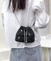 Bolso de cubo ligero y casual de negocios con decoración de rhinestones, diseño con cordón, bolso transparente con perlas falsas, bolso de noche elegante y exquisito de lujo discreto con rhinestones, perfecto para fiestas, cenas, vestidos navideños - details 0