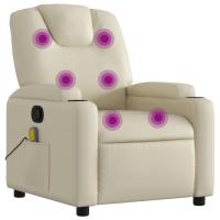 vidaXL Sillón de masaje reclinable cuero sintético Negro, Crema, Marrón Sillon Dormitorio Sillon Comodos Silla Relax Sillón Sofá - details 6