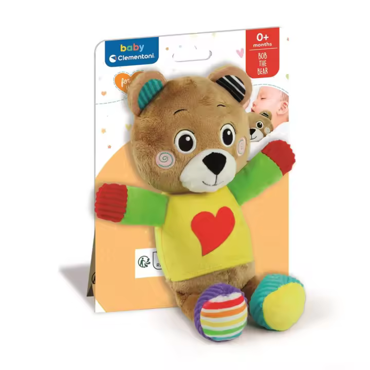 Peluche Bob el Osito 16x22.5x8.5 cm Con Diferentes Materiales Para La Estimulación Multisensorial Del Niño. (Clementoni 17906.0) - 1