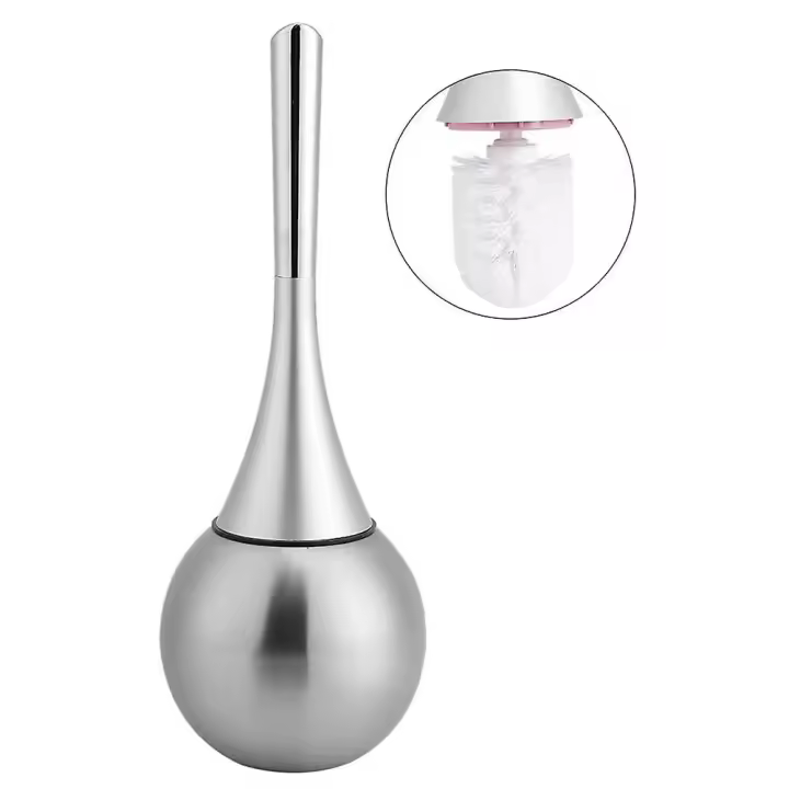 Escobillas De Inodoro- Escobilla Y Soporte para Inodoro De Acero Inoxidable Juego De Baño De Oro Rosa Cepillo De Limpieza with Mango Largo De Abs Antisalpicadas Baño Limpio Blu - 1
