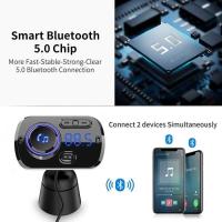 Transmisor FM Bluetooth 5,0, adaptador de radio inalámbrico, Kit Manos libres para Coche, QC3.0 y Luz de Colores - details 2