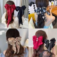 Pinza Para El Cabello De Estilo Coreano Para Mujeres Roja Con Lazo Y Abanico De Cinta Larga Accesorios De Cabello De Tela Cute/románticos - details 1