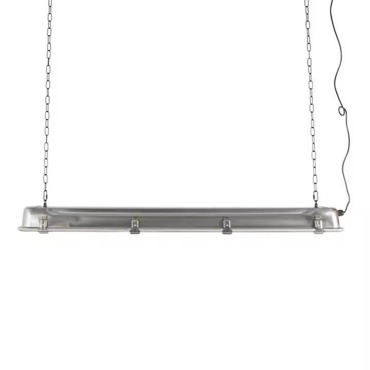 ORION91 Lámpara Colgante LED Industrial XL Color Plata 130 x 14 cm largo cadena 180 cm - SpazioLuzio - 1